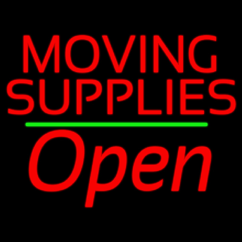Red Moving Supplies Open Green Line 1 Neontábla