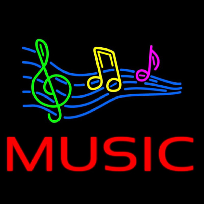 Red Music With Musical Notes Neontábla
