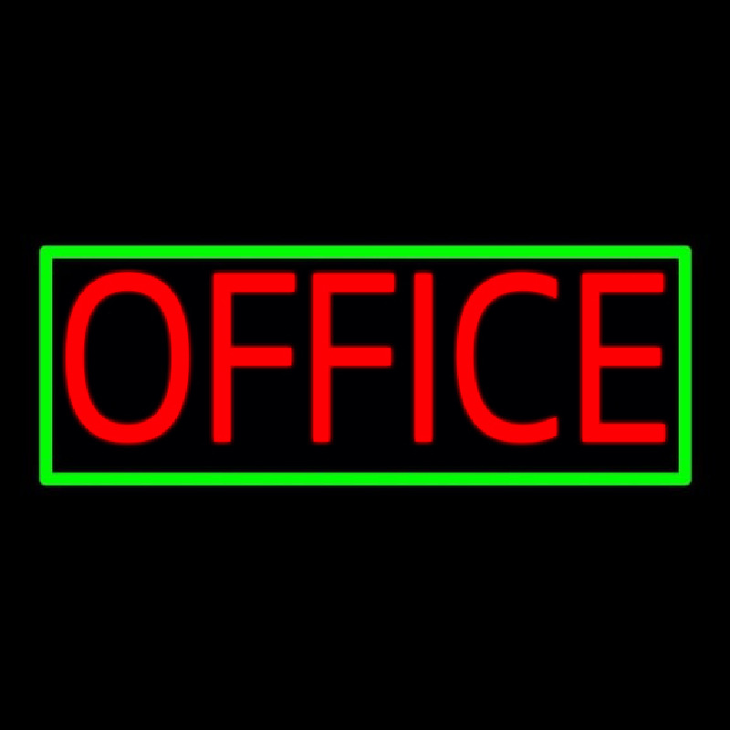Red Office With Green Border Neontábla