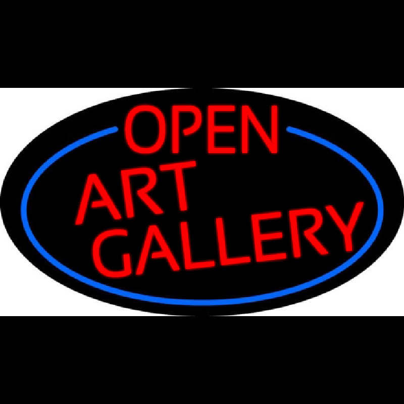 Red Open Art Gallery Oval With Blue Border Neontábla