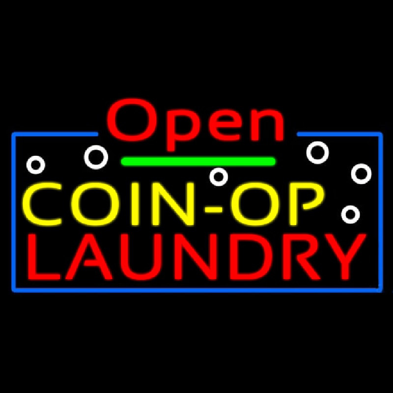 Red Open Coin Op Laundry Neontábla