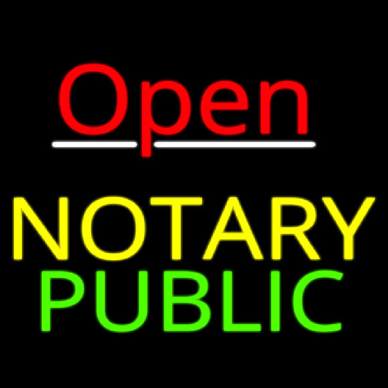 Red Open Notary Public Neontábla