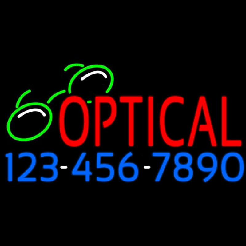 Red Optical With Phone Number Neontábla