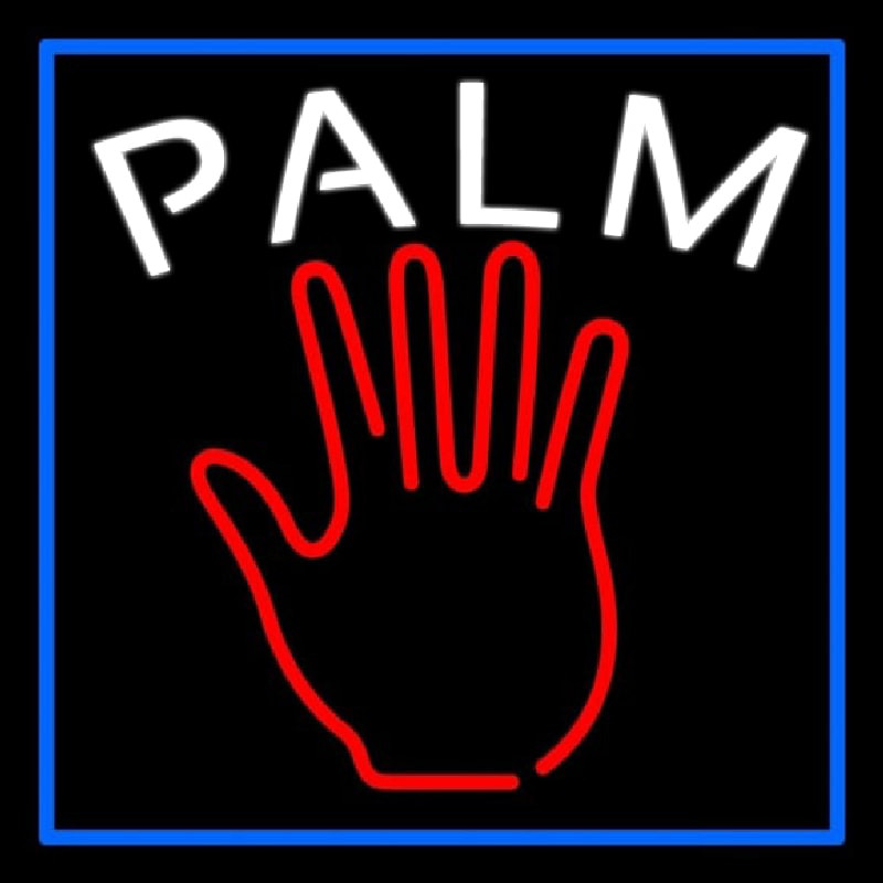 Red Palm Blue Border Neontábla