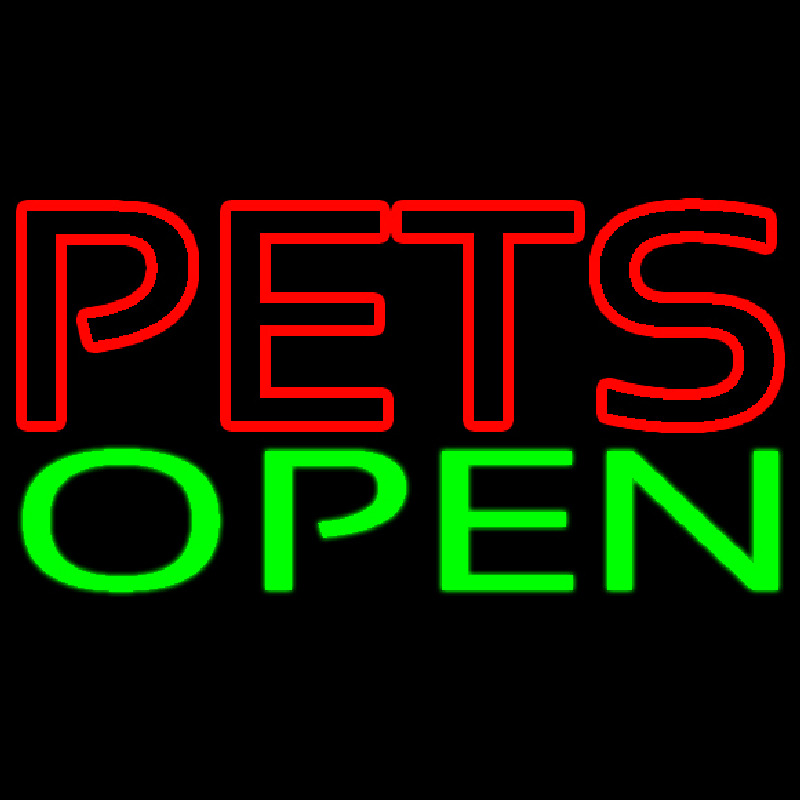 Red Pets Green Open Neontábla