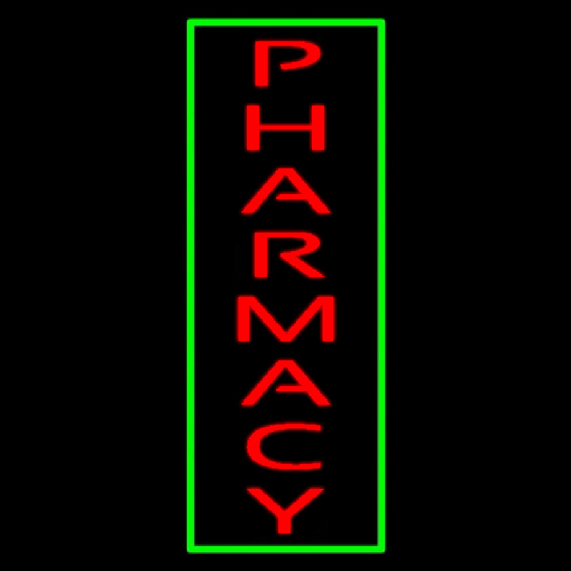 Red Pharmacy Green Border Neontábla