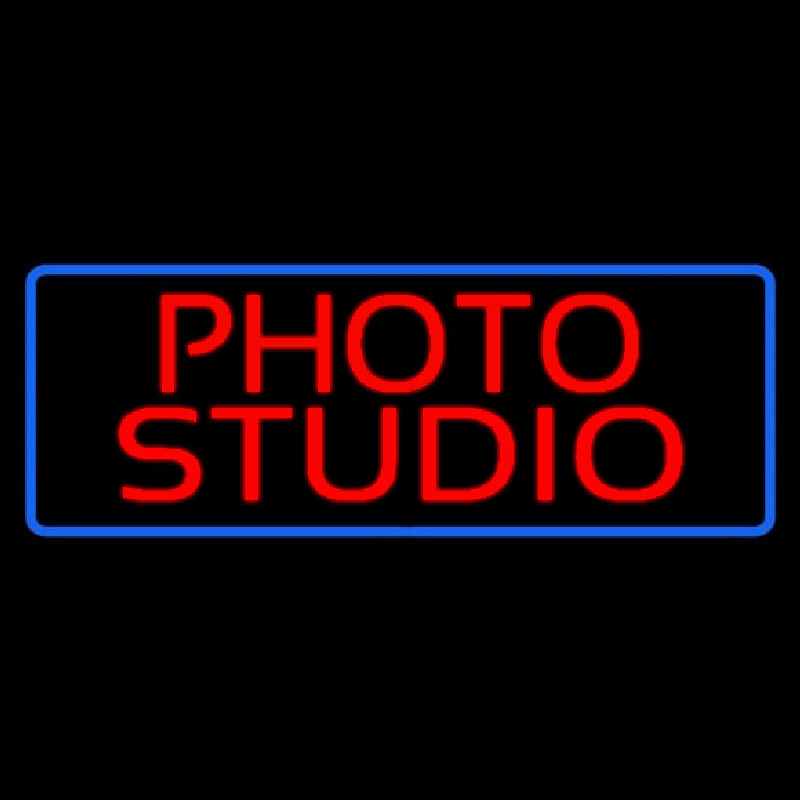 Red Photo Studio Blue Border Neontábla