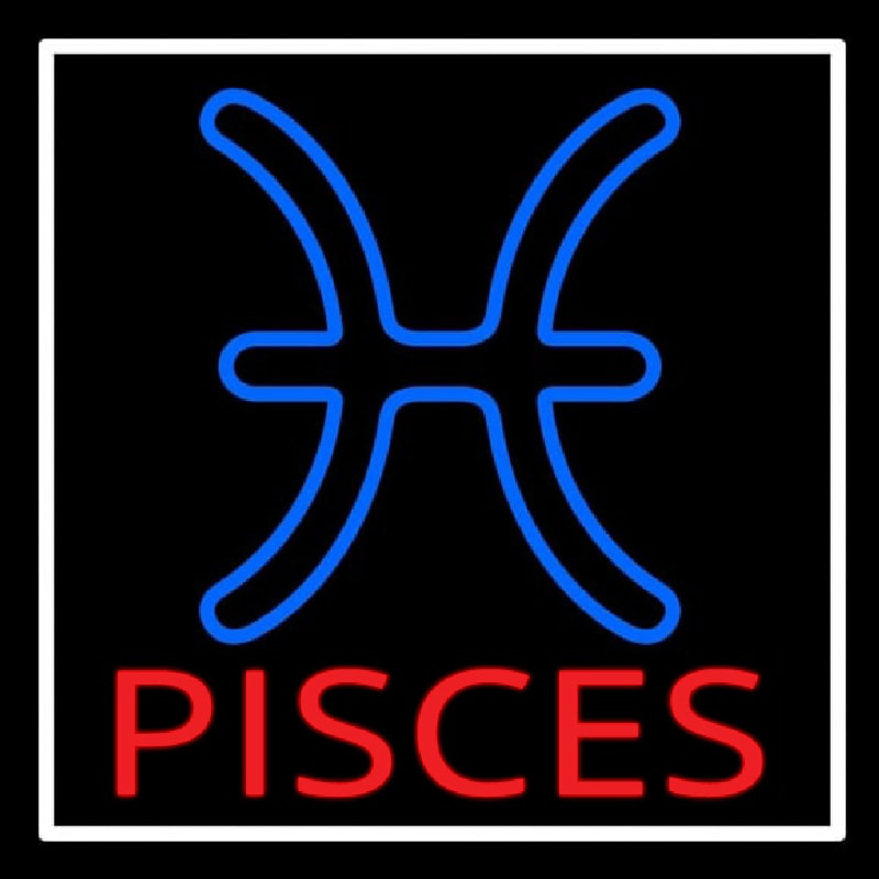 Red Pisces White Border Neontábla