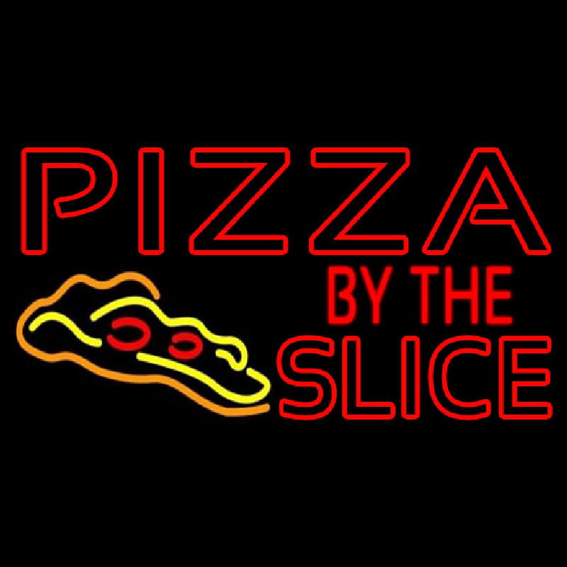 Red Pizza By The Slice Logo Neontábla