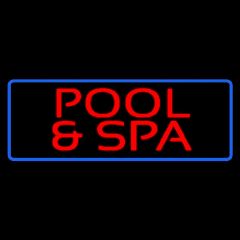 Red Pool And Spa Blue Border Neontábla