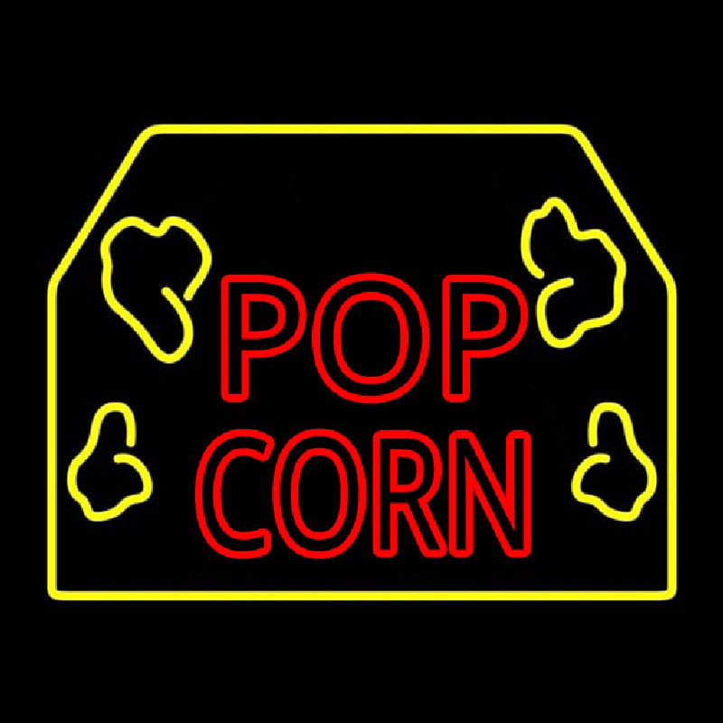 Red Popcorn Logo With Border Neontábla