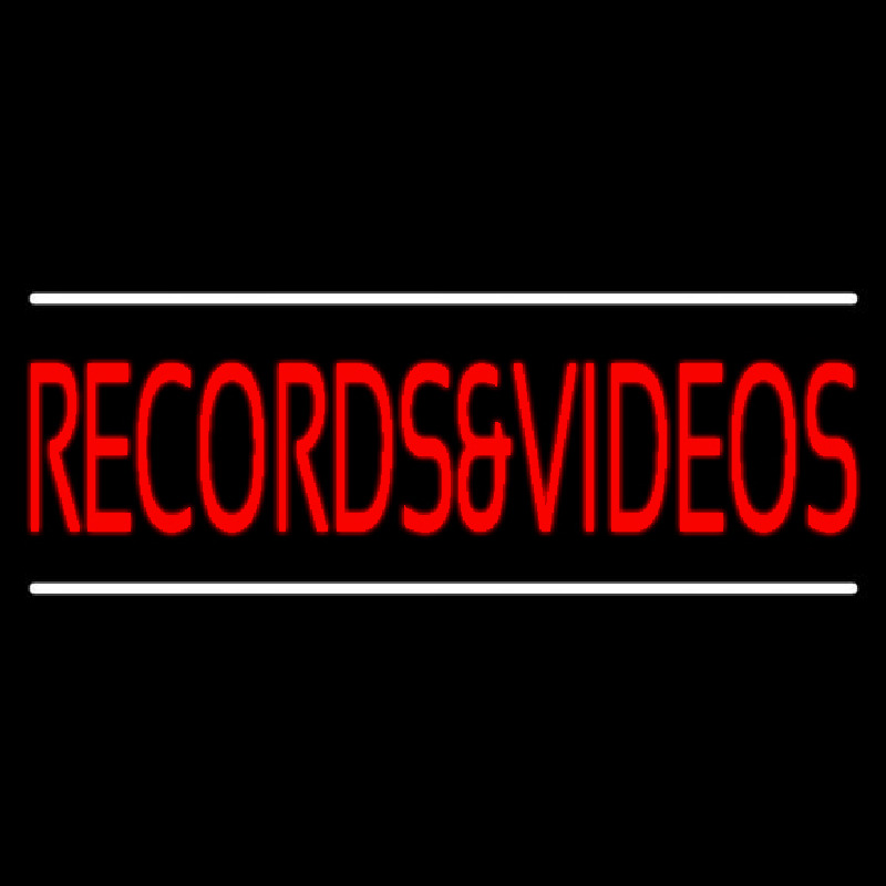 Red Records And Video Block White Line 1 Neontábla