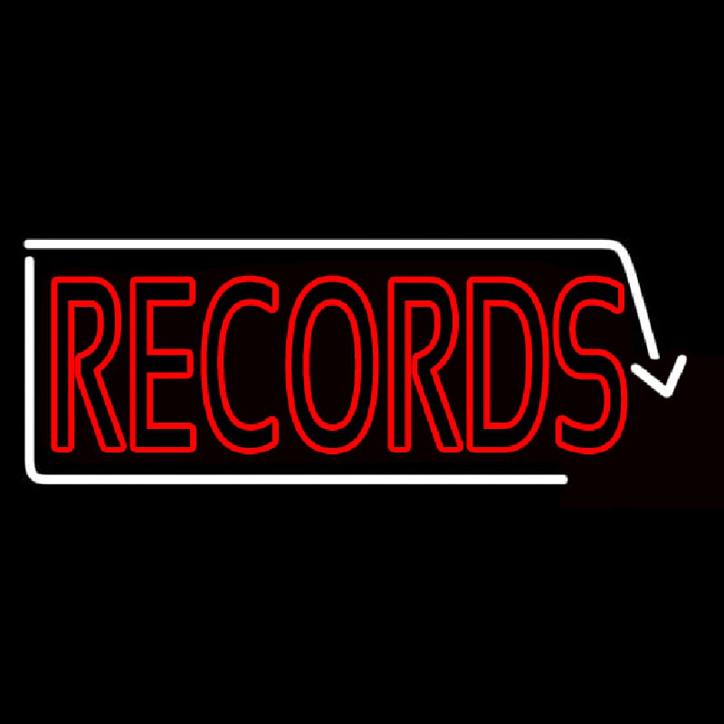 Red Records With White Arrow 2 Neontábla