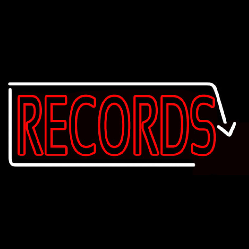 Red Records With White Arrow 2 Neontábla