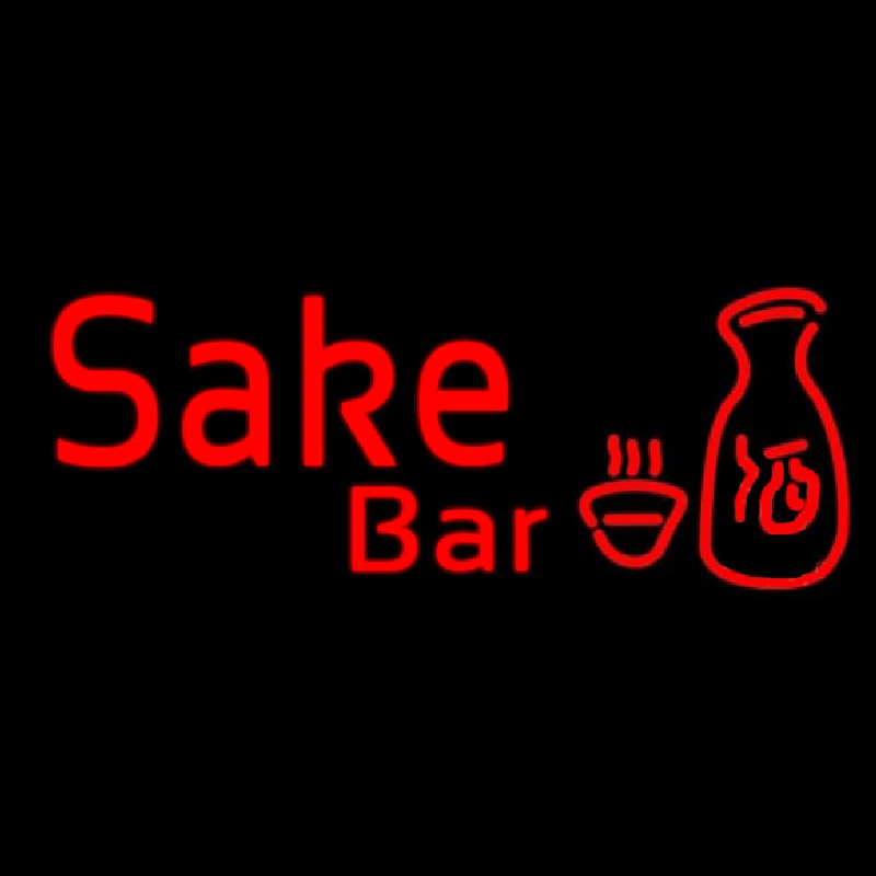 Red Sake Bar With Bottle And Glass Neontábla