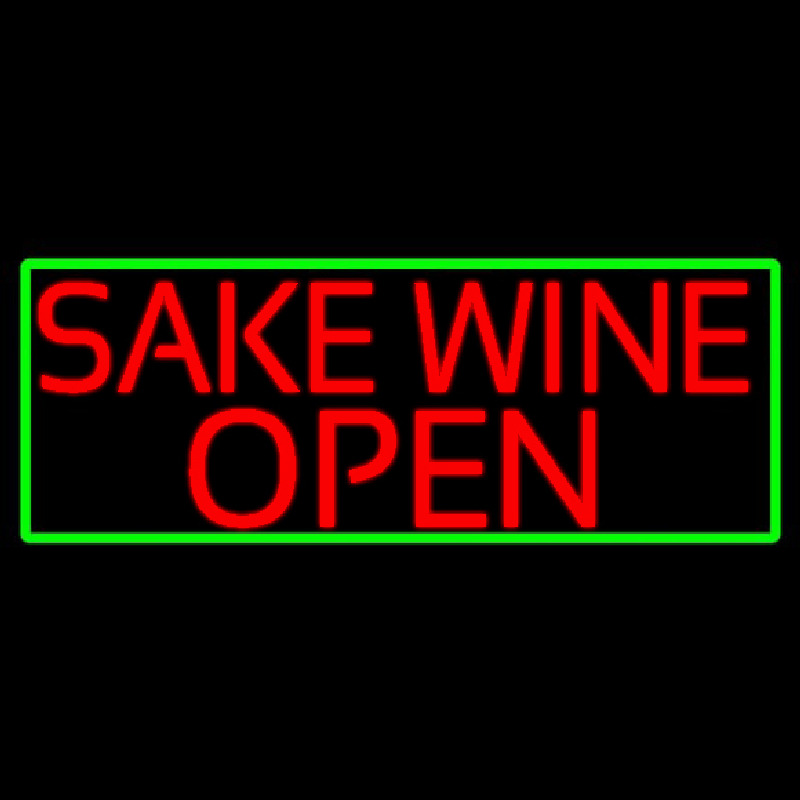 Red Sake Wine Open With Green Border Neontábla