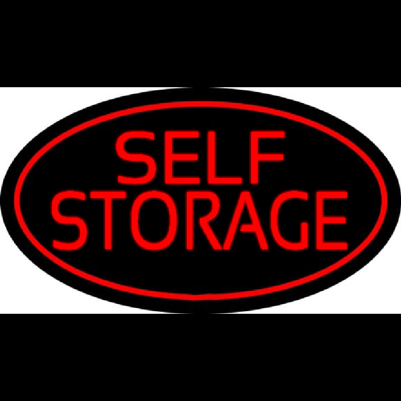 Red Self Storage Oval Neontábla