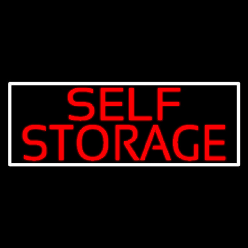 Red Self Storage White Border Neontábla