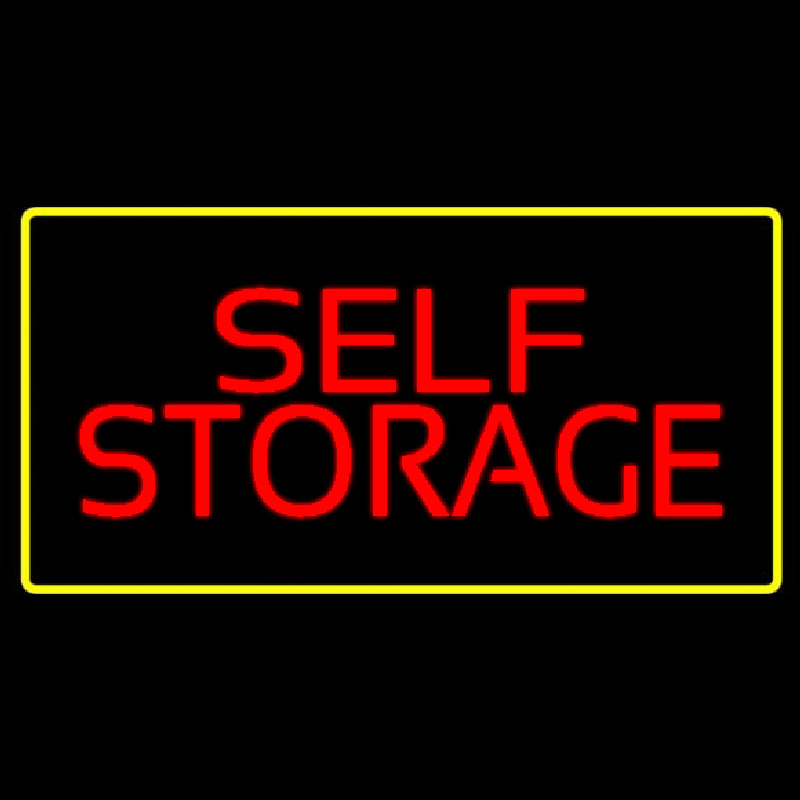 Red Self Storage Yellow Rectangle Neontábla