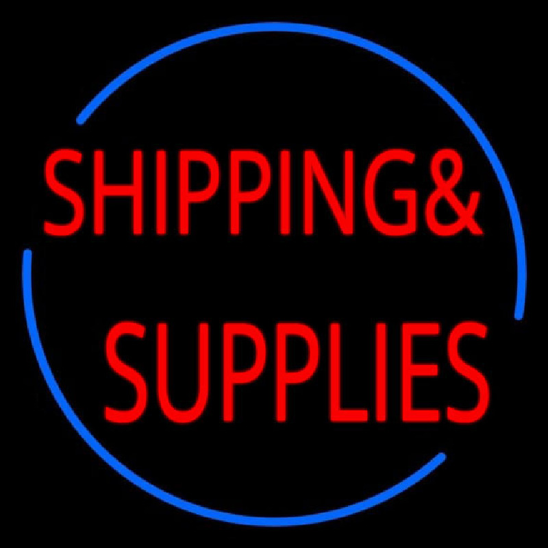 Red Shipping Supplies With Circle Neontábla