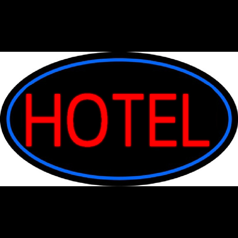 Red Simple Hotel With Blue Border Neontábla