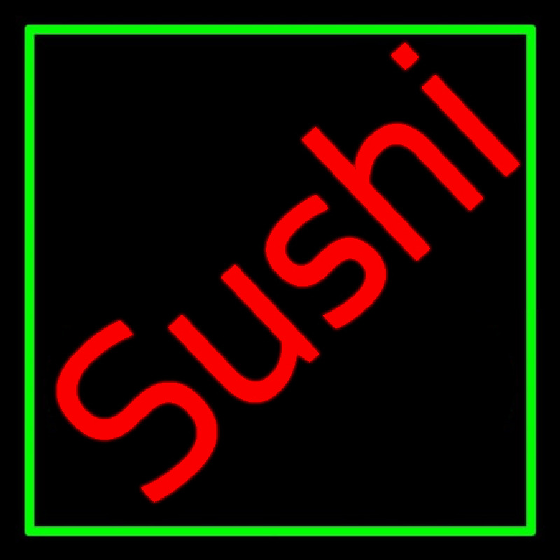 Red Sushi Green Border Neontábla