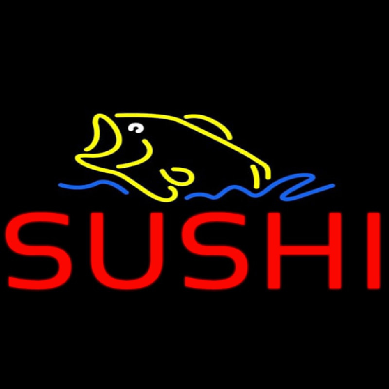 Red Sushi With Fish Logo Neontábla