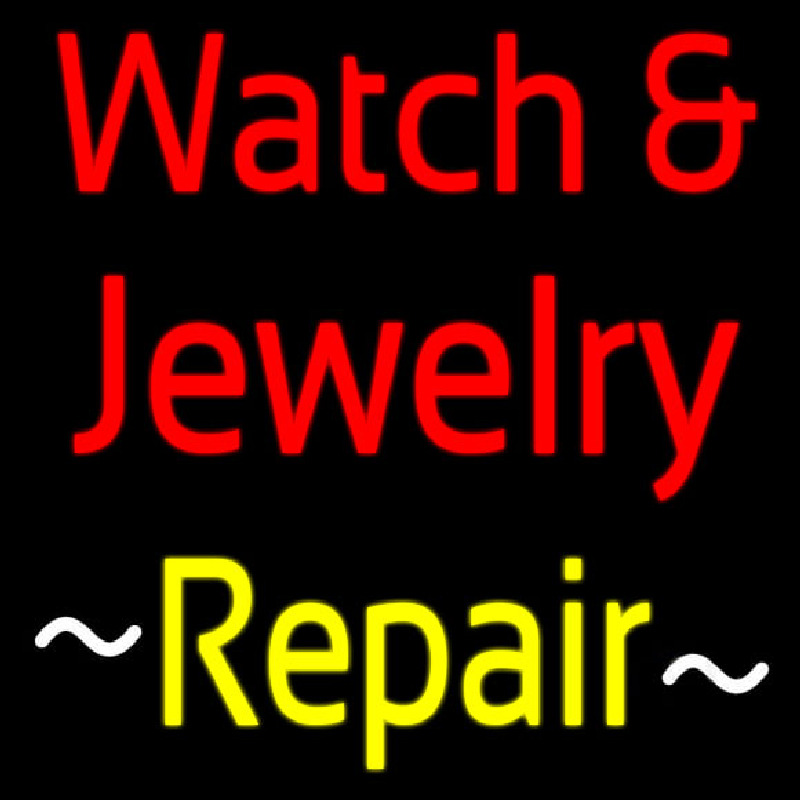 Red Watch And Jewelry Yellow Repair Neontábla