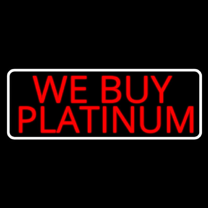 Red We Buy Platinum White Border Neontábla