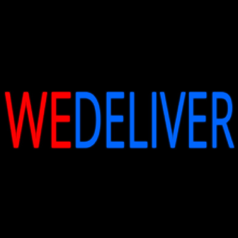 Red We Deliver Blue Neontábla