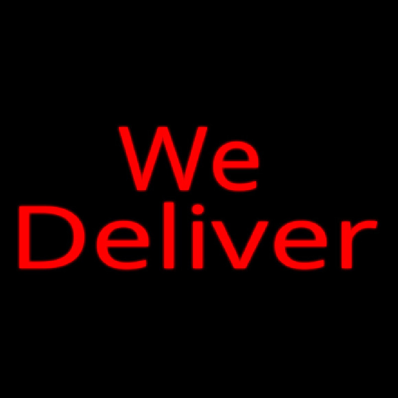 Red We Deliver Cursive Neontábla