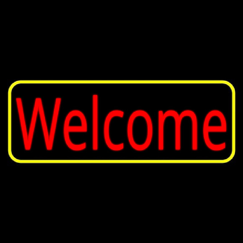 Red Welcome With Yellow Border Neontábla