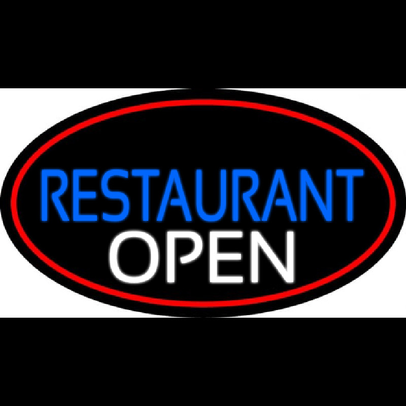 Restaurant Open Oval With Red Border Neontábla
