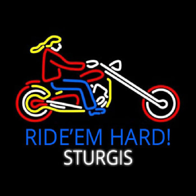 Ride Em Hard Sturgis Motorcycle Neontábla