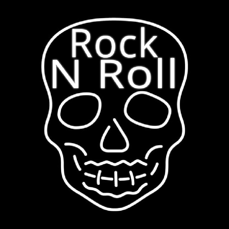 Rock N Roll White Skull 2 Neontábla