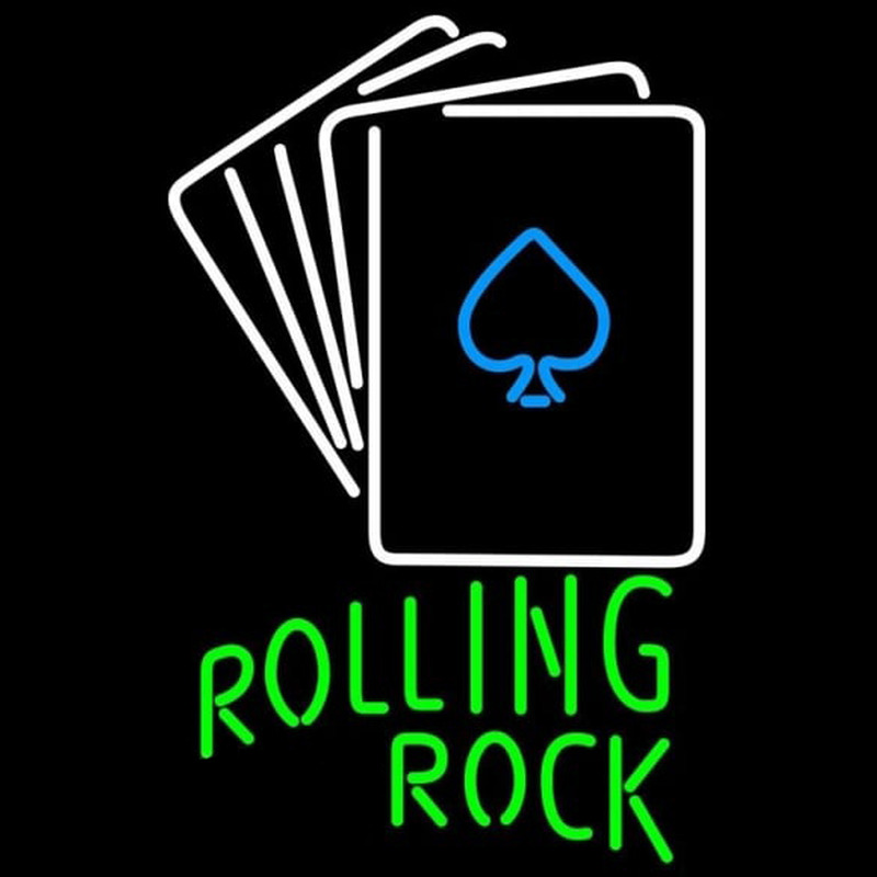 Rolling Rock Cards Beer Sign Neontábla