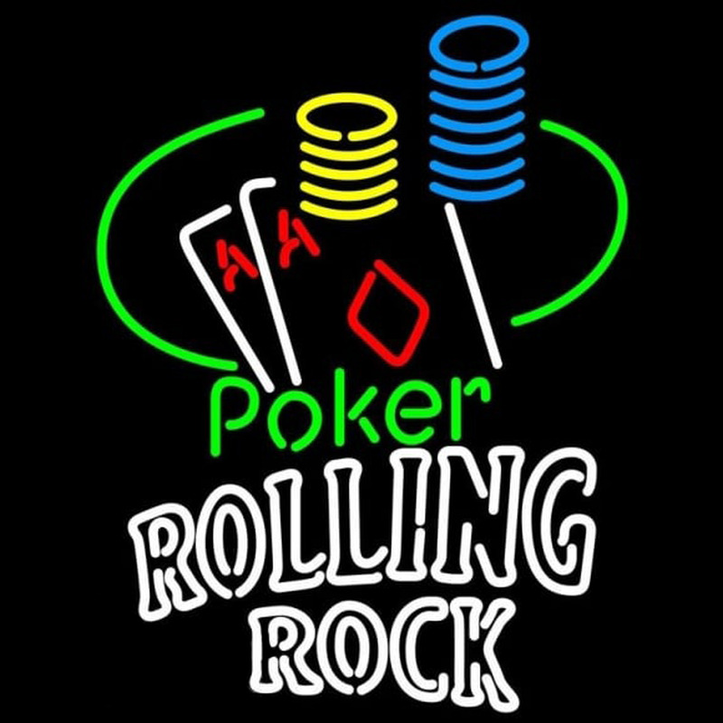 Rolling Rock Poker Ace Coin Table Beer Sign Neontábla