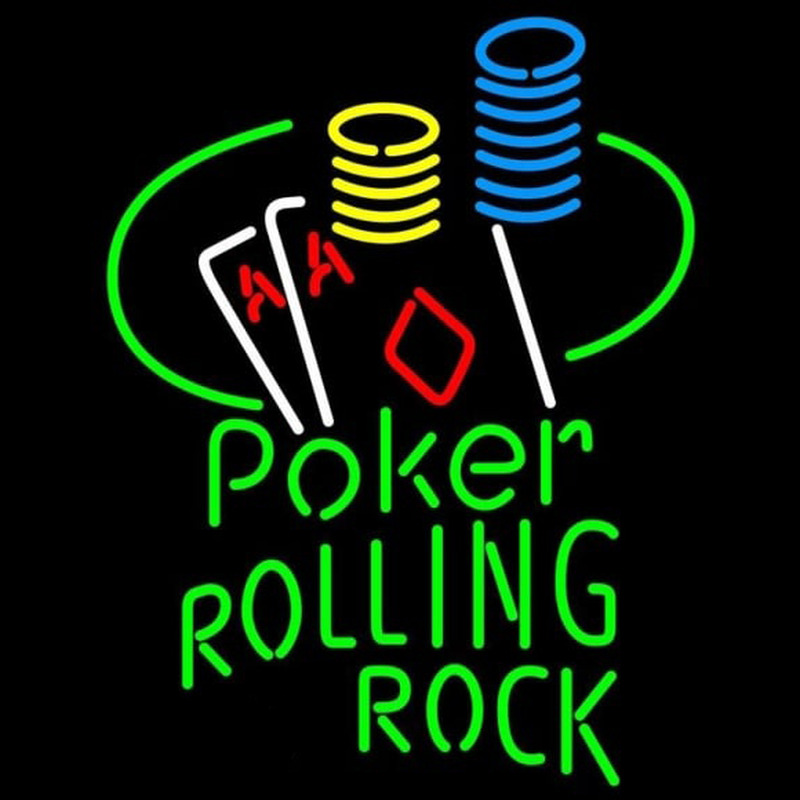 Rolling Rock Poker Ace Coin Table Beer Sign Neontábla