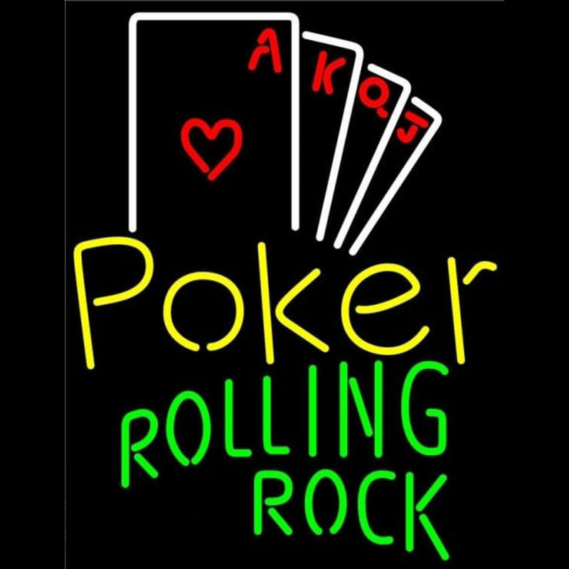 Rolling Rock Poker Ace Series Beer Sign Neontábla