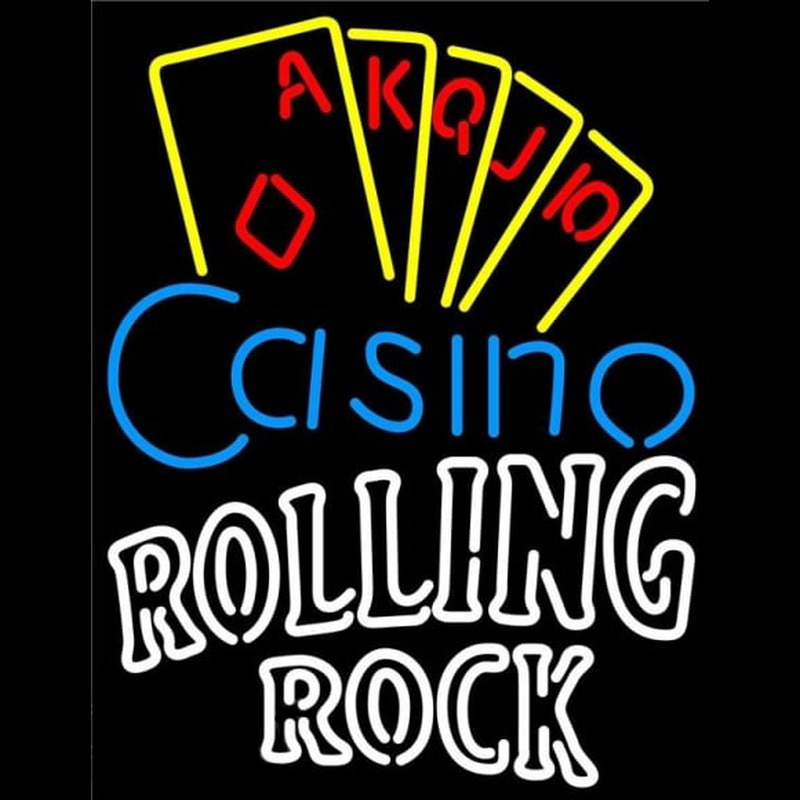 Rolling Rock Poker Casino Ace Series Beer Sign Neontábla