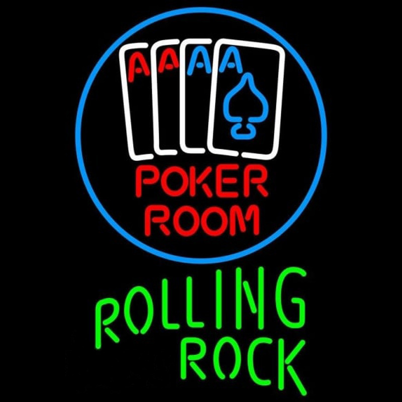 Rolling Rock Poker Room Beer Sign Neontábla