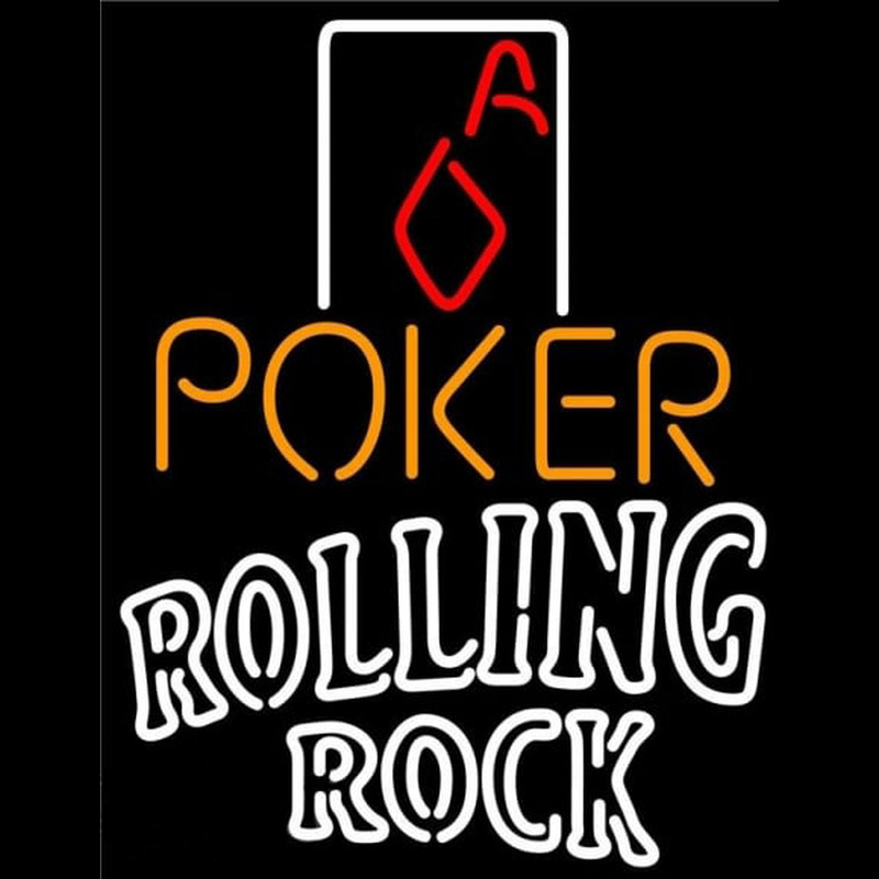 Rolling Rock Poker Squver Ace Beer Sign Neontábla