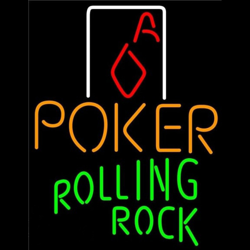 Rolling Rock Poker Squver Ace Beer Sign Neontábla