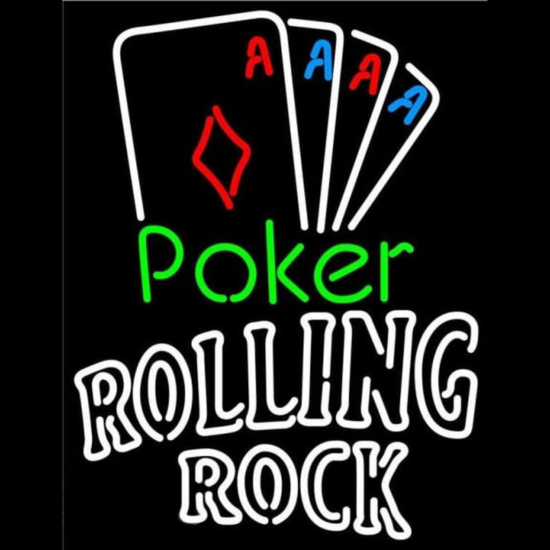 Rolling Rock Poker Tournament Beer Sign Neontábla