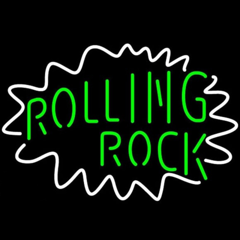 Rolling Rock Single Line Logo With Wavy Circle Beer Sign Neontábla