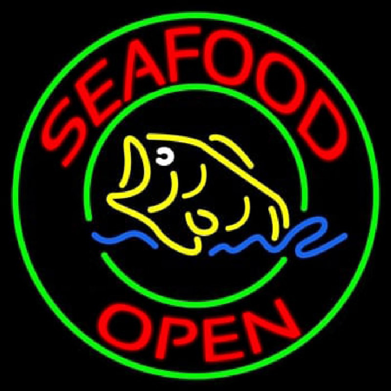 Round Seafood Open  Neontábla