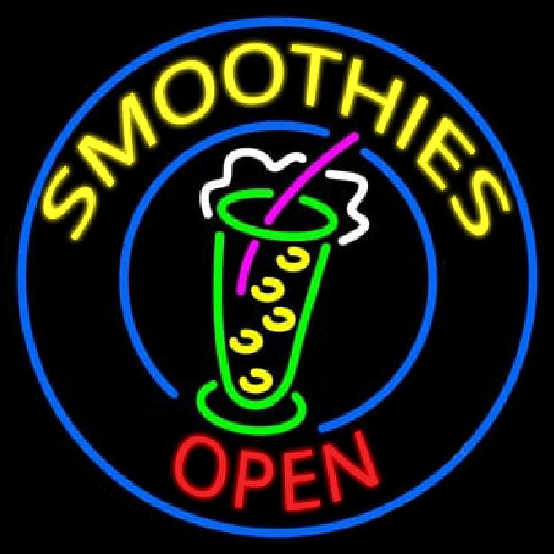 Round Yellow Smoothies Open Neontábla