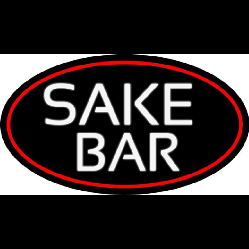 Sake Bar Oval With Red Border Neontábla