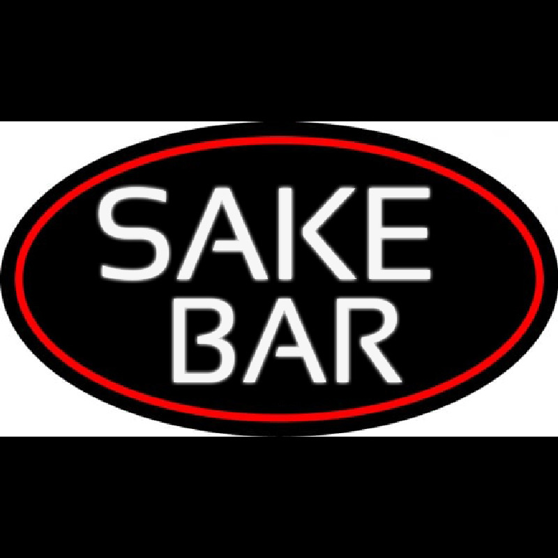 Sake Bar Oval With Red Border Neontábla