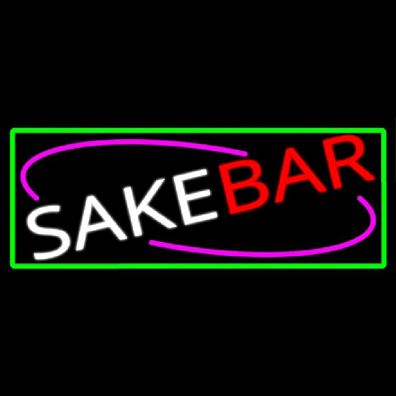 Sake Bar With Green Border Neontábla